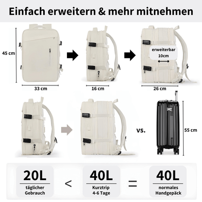 ILIPHY VoyagePack Pro - Erweiterbarer Rucksack für mehr Stauraum auf Reisen