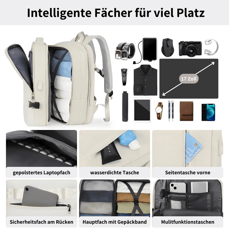 ILIPHY VoyagePack Pro - Erweiterbarer Rucksack für mehr Stauraum auf Reisen